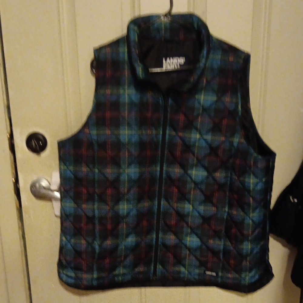 Lands' End Kids Quilted Plaid Vest - Blue and Red